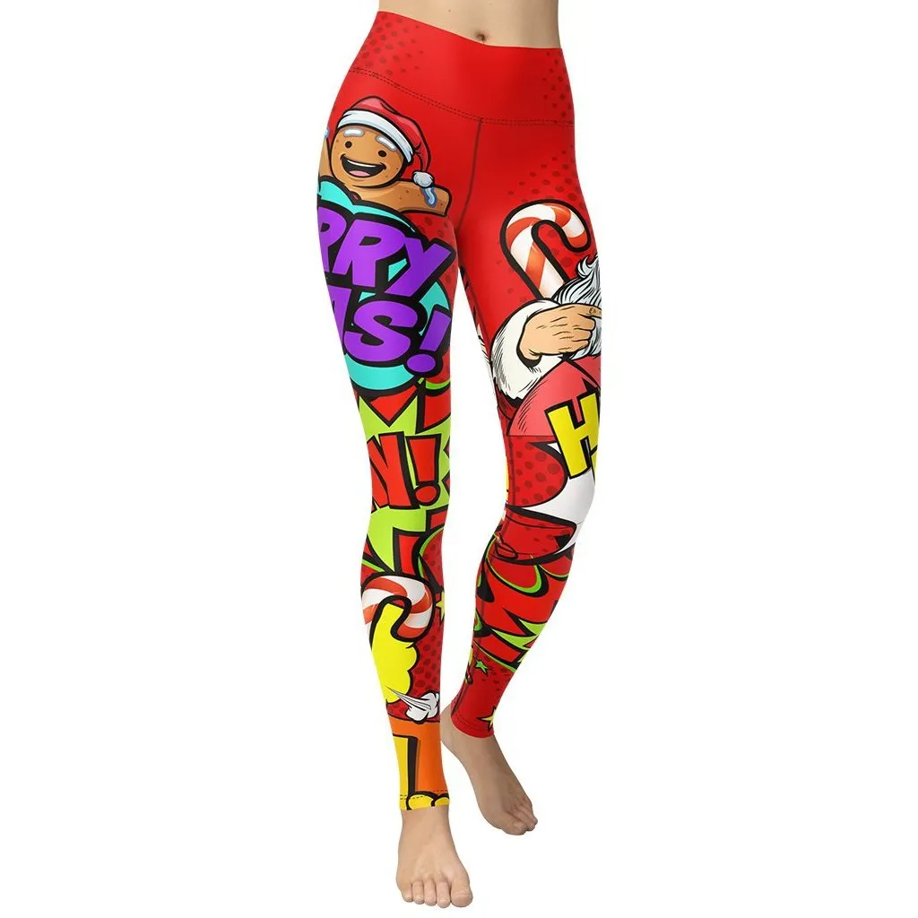 Pop Art Santa Christmas Yoga Leggings