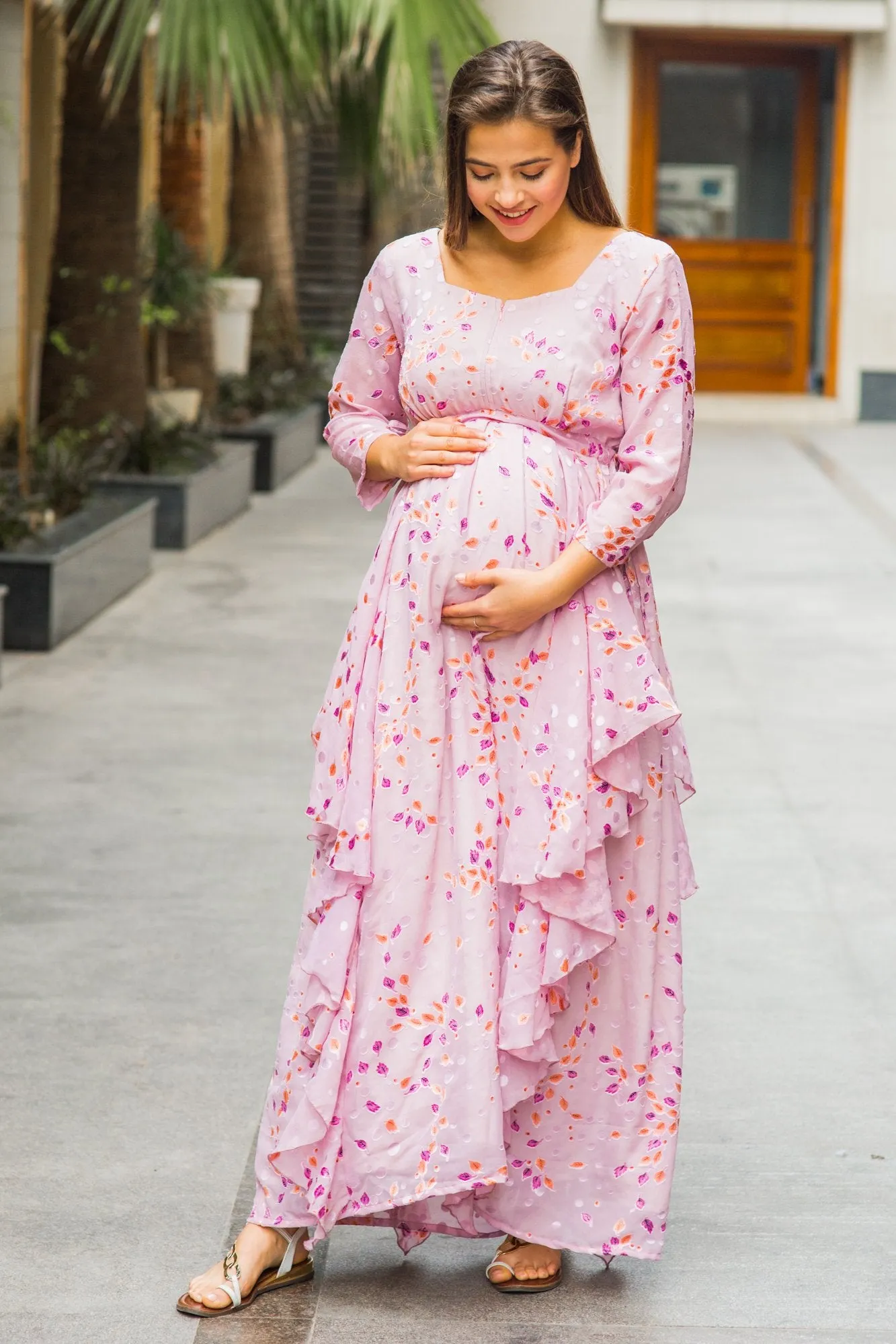 Pristine Lavender Maternity & Nursing Flow Dress