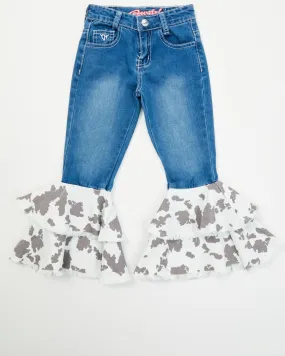 Product Name:  Cowgirl Hardware Toddler Girls' Cow Print Double Flare Denim Jeans