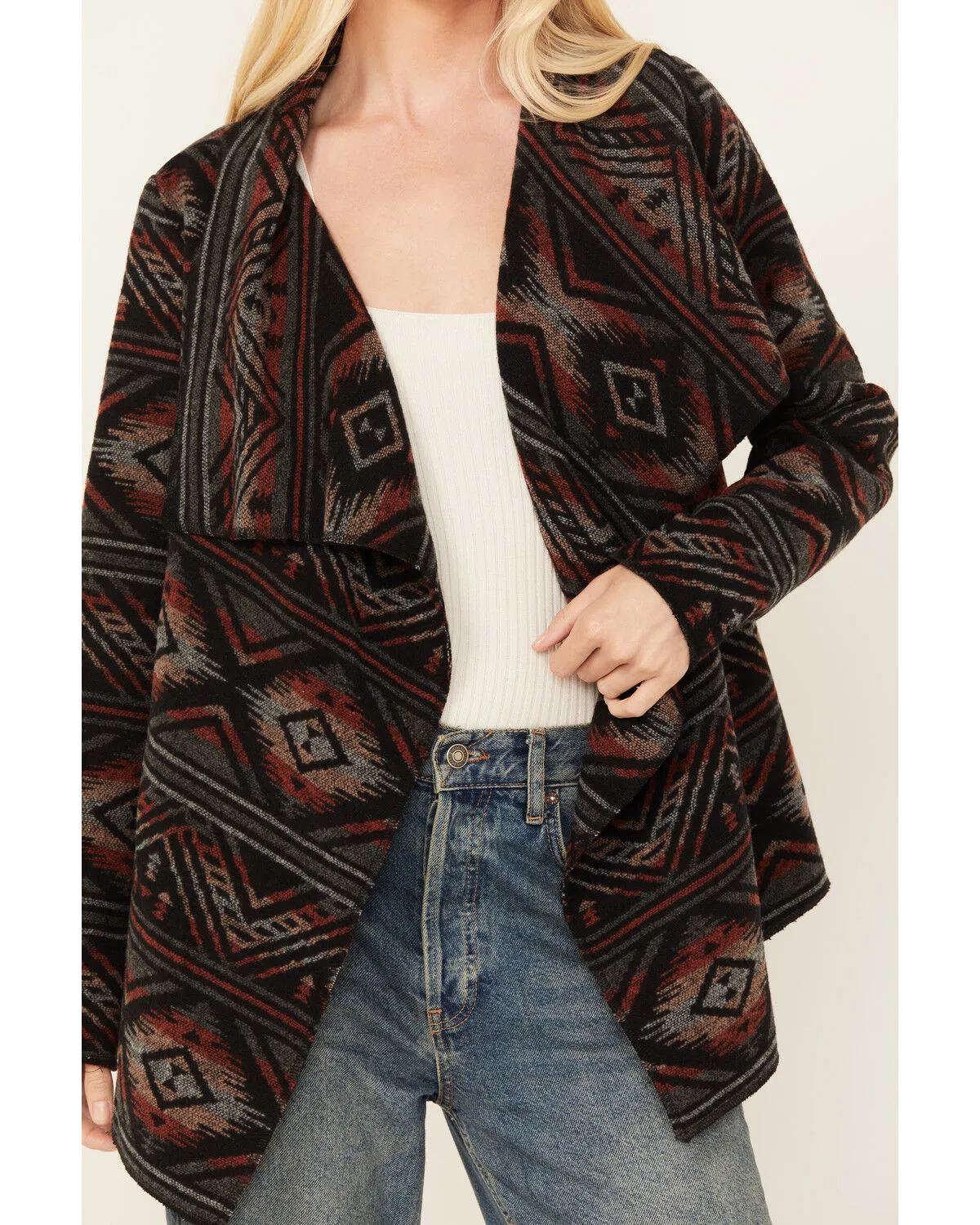 Product Name:  Cripple Creek Women's Southwestern print Blanket Wrap Jacket