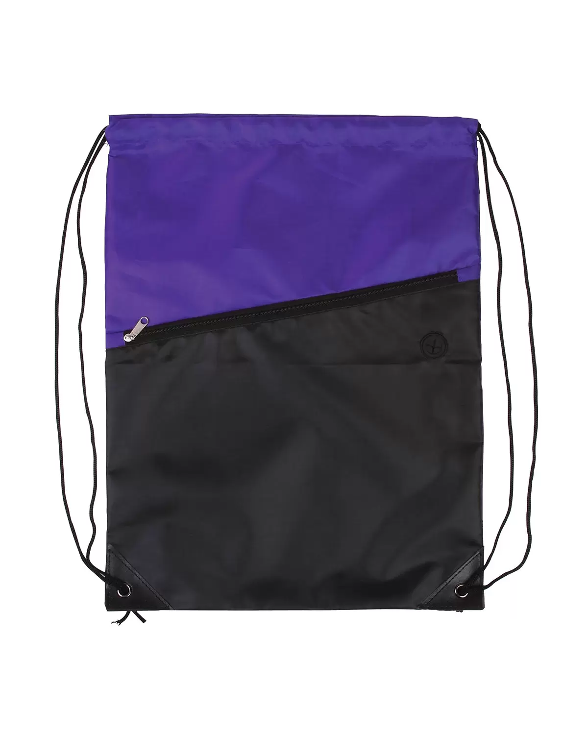 Promo Goods  BG209 Two-Tone Poly Drawstring Backpack With Zipper SKU: BG209