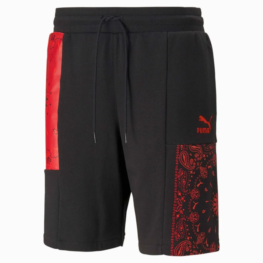 PUMA OB PATCHWORK SHORTS-BLACK/RED