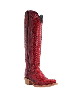 R. Watson Women's Red And Black Python Boot