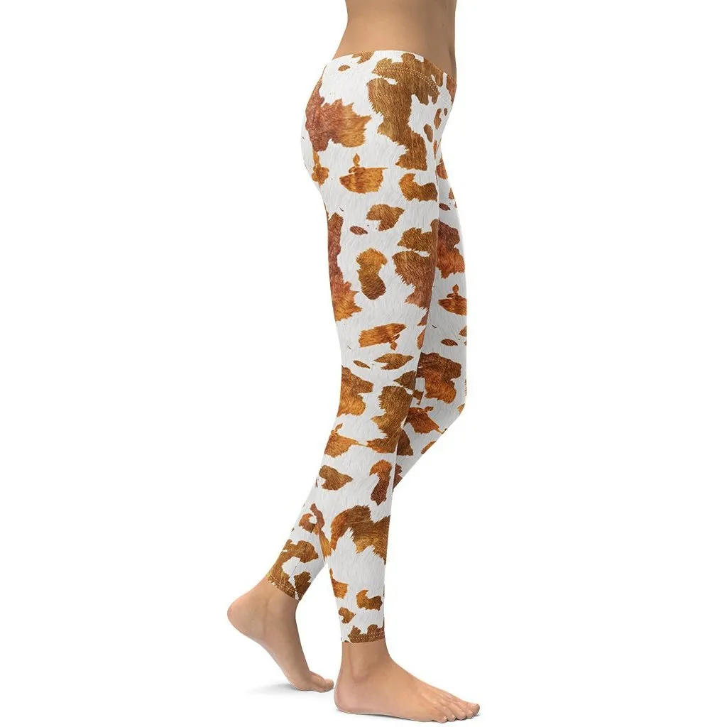 Realistic Cow Print Leggings