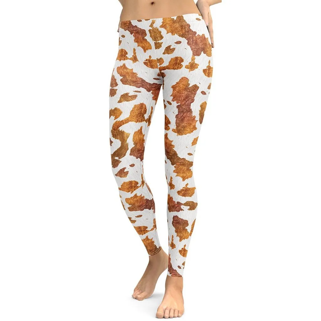 Realistic Cow Print Leggings