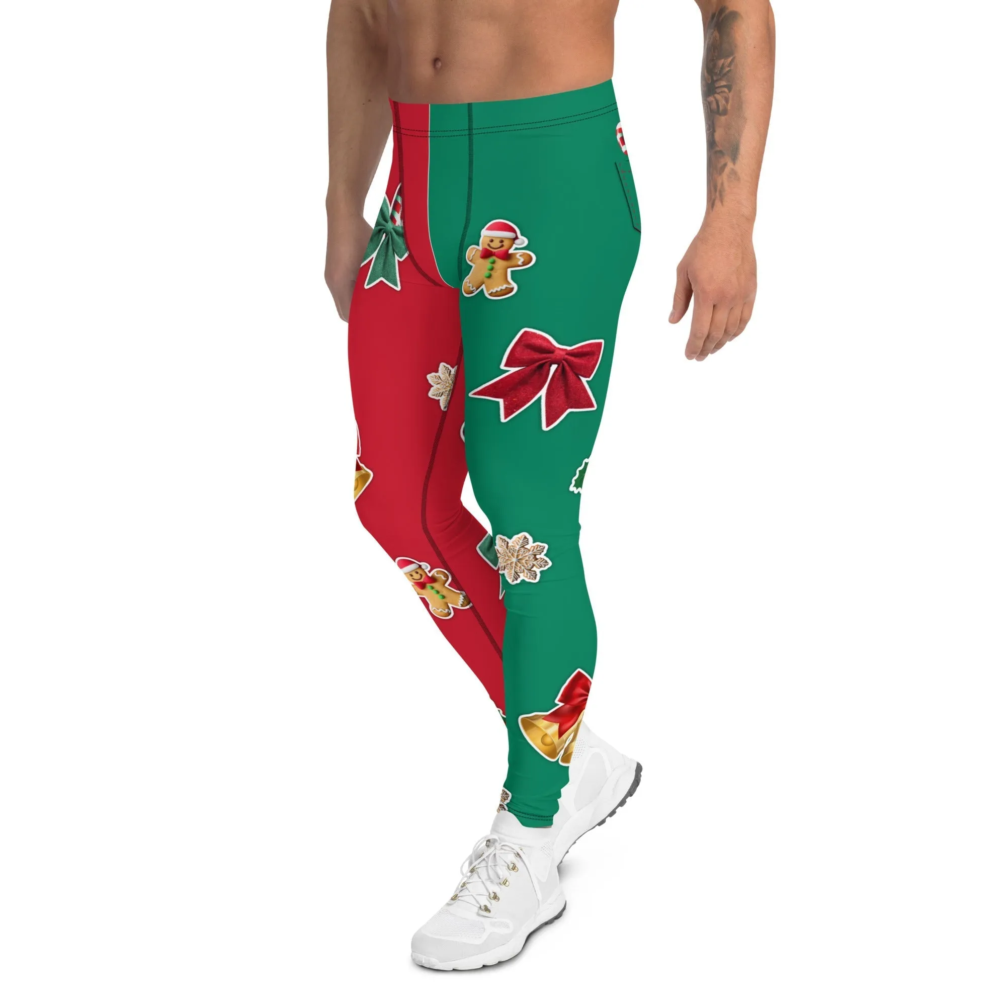 Red & Green Christmas Men's Leggings