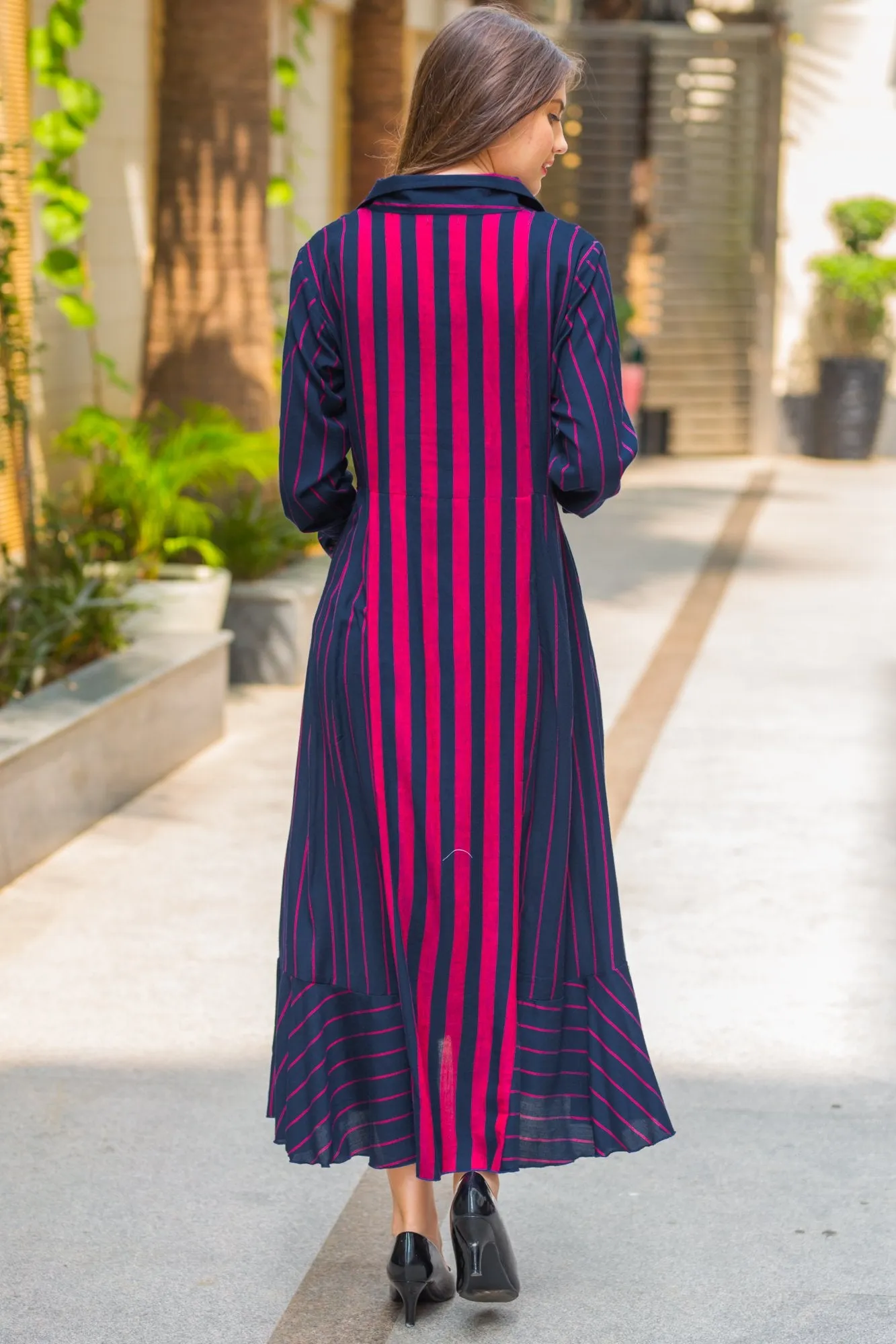 Regal Striped Maternity & Nursing Dress