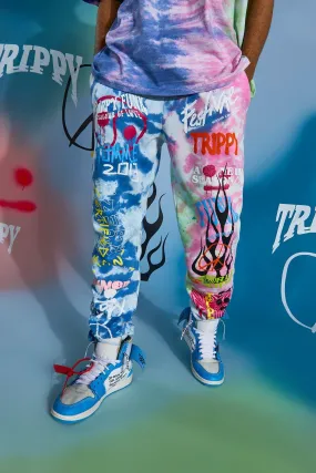 Regular Fit Trippy Graffiti Tie Dye Joggers