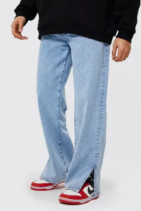 Relaxed Fit Rigid Baggy Split Hem Jeans