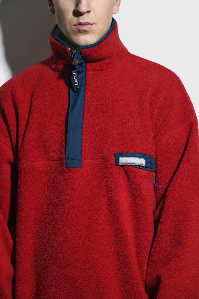 Retro 80s warm fleece red colour