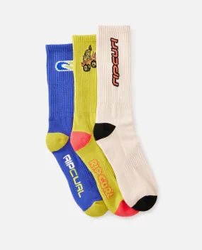 Retro crew fleece Sock 3 Pack