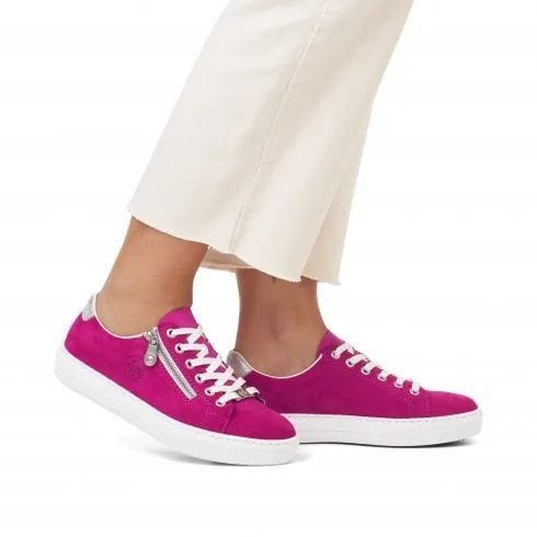 Rieker L59L1-31 | Fuchsia Nubuck | Womens Casual Trainers