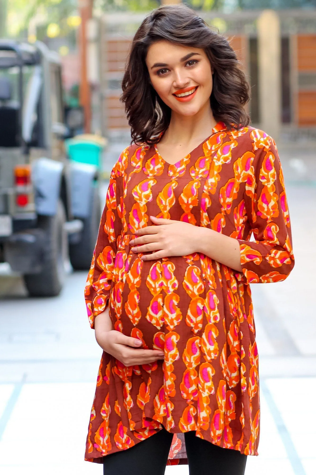 Royal Printed Maternity & Nursing Top