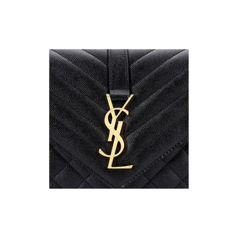     Saint Laurent   YSL Envelope Bronze Metal Hardware Metal Letter Logo Magnetic Buckle Closure Grained Calfskin Shoulder Bag