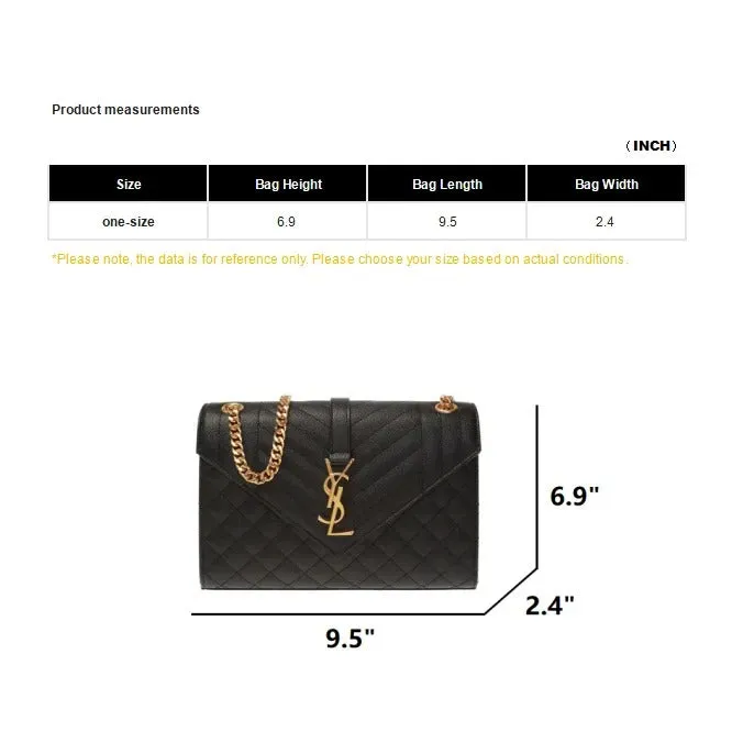     Saint Laurent   YSL Envelope Bronze Metal Hardware Metal Letter Logo Magnetic Buckle Closure Grained Calfskin Shoulder Bag