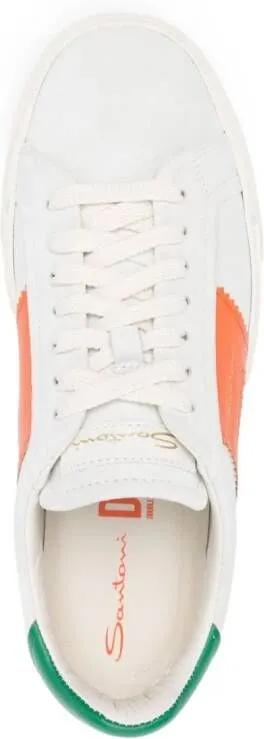 Santoni logo-print suede sneakers Neutrals