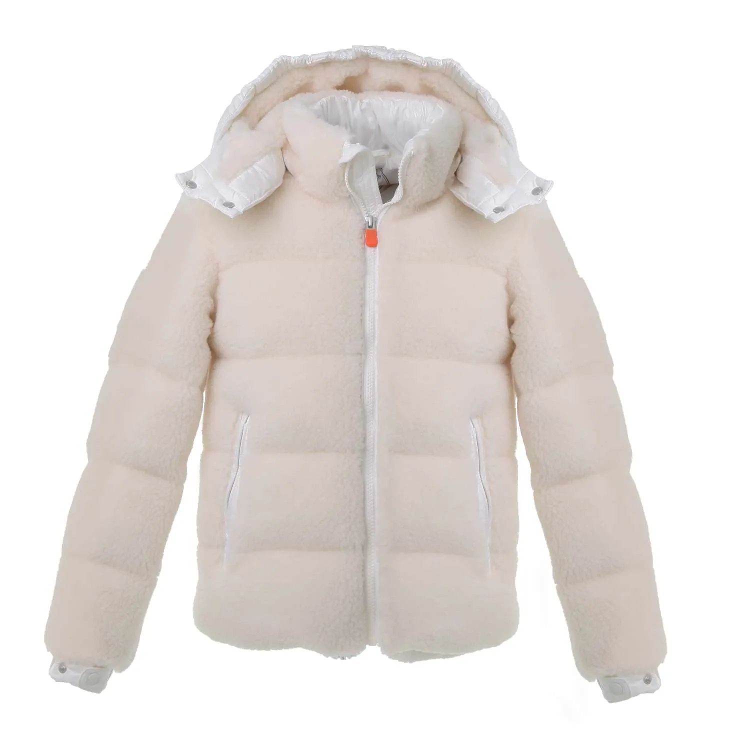 Save The Duck White Eco Teddy And Nylon Ridge Jacket