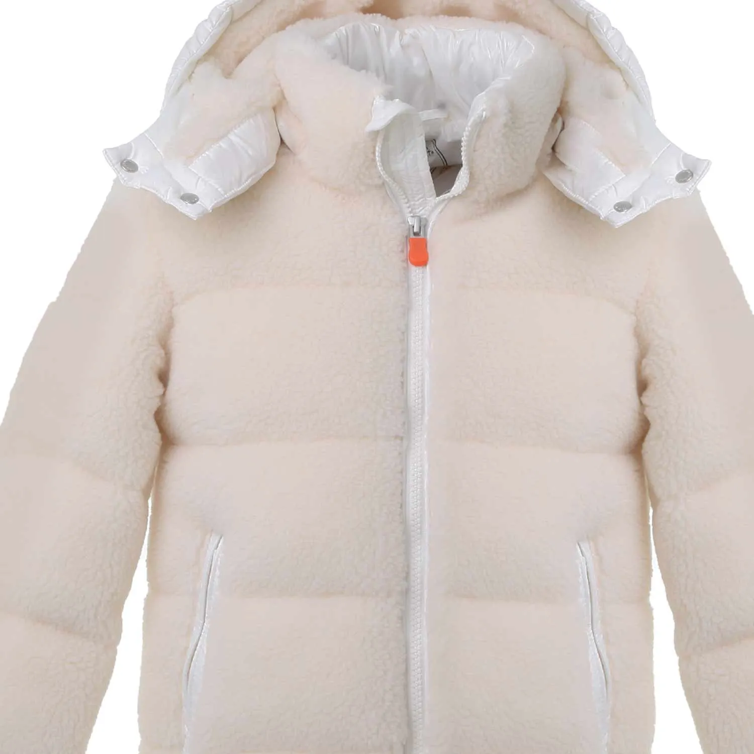 Save The Duck White Eco Teddy And Nylon Ridge Jacket