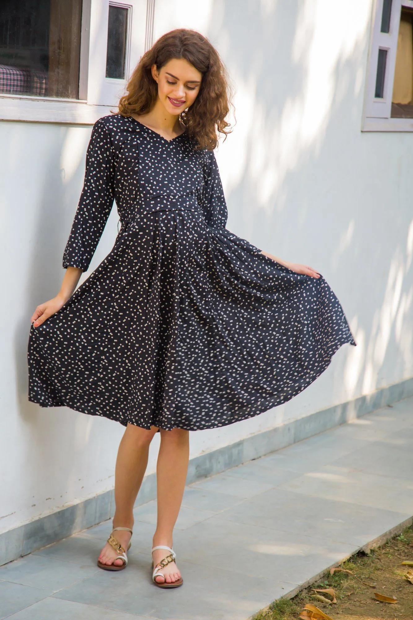 Scattered Polka Maternity & Nursing Dress