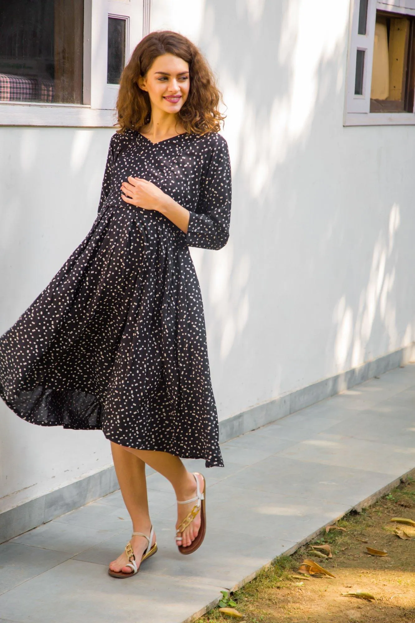 Scattered Polka Maternity & Nursing Dress