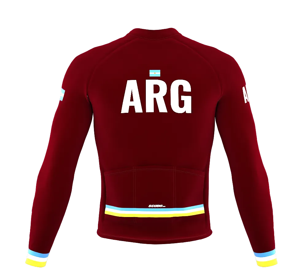 ScudoPro Pro Thermal Long Sleeve Cycling Jersey Country CODE Argentina Vine | Men and Women