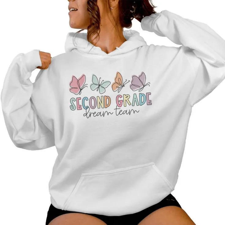 Second Grade Dream Team Butterfly Elementary Back To School Women Hoodie