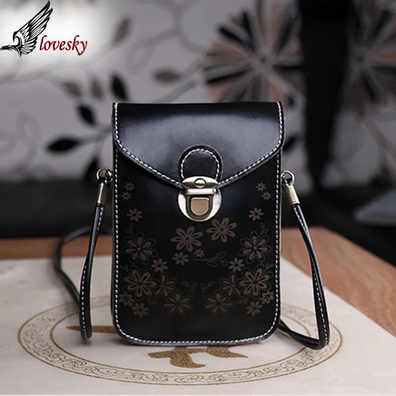 Shoulder Diagonal Envelope-style PU Leather Retro Mini Hasp Bag Square Floral Purse Freeshiiping