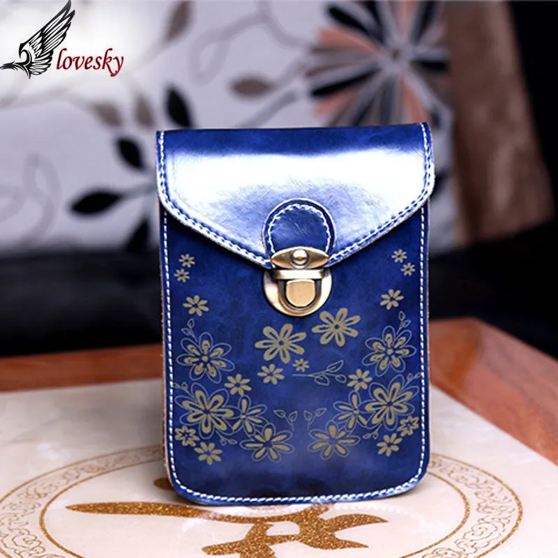 Shoulder Diagonal Envelope-style PU Leather Retro Mini Hasp Bag Square Floral Purse Freeshiiping