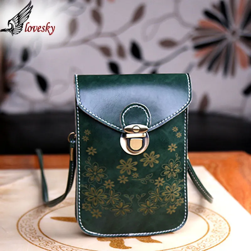 Shoulder Diagonal Envelope-style PU Leather Retro Mini Hasp Bag Square Floral Purse Freeshiiping