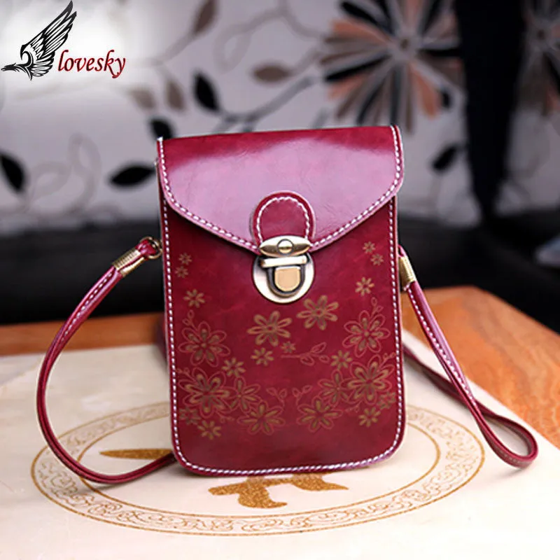 Shoulder Diagonal Envelope-style PU Leather Retro Mini Hasp Bag Square Floral Purse Freeshiiping