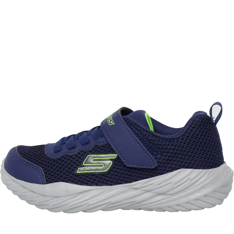 SKECHERS Junior Boys Nitro Sprint Krodon Trainers Navy/Lime