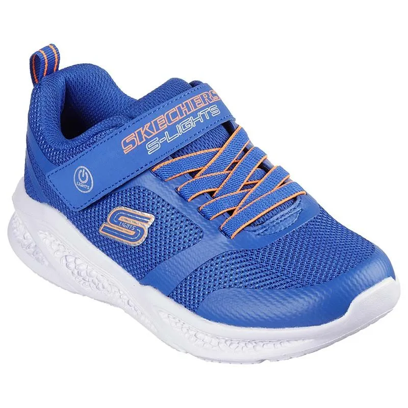 Skechers Kids' S-Lights: Meteor-Lights Junior Trainers Blue / Orange - SS24