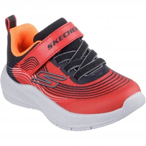 Skechers Microspec Advance | Red/Black | Boy's Adjustable Comfy Trainers