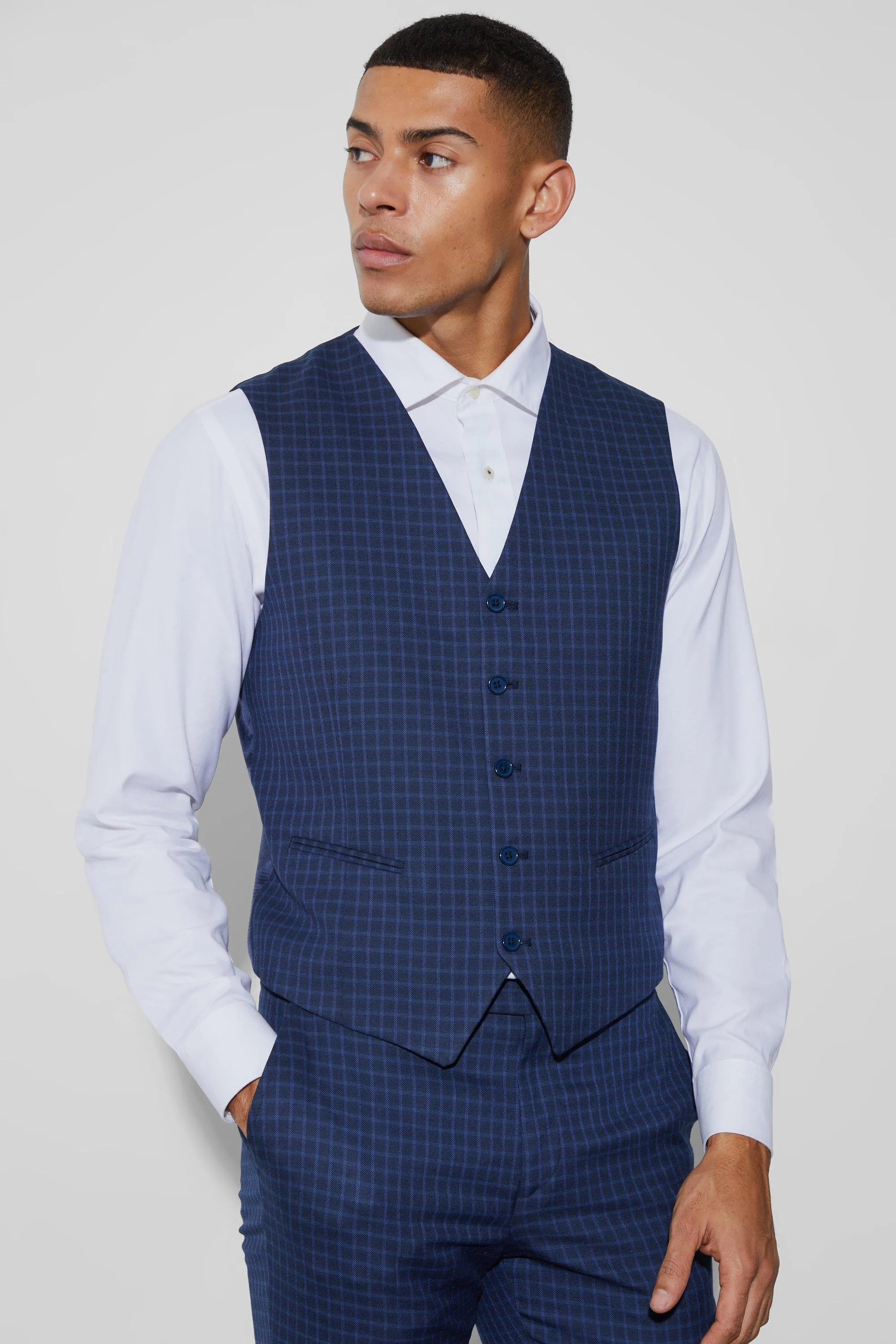 Slim Flannel Breasted Vest