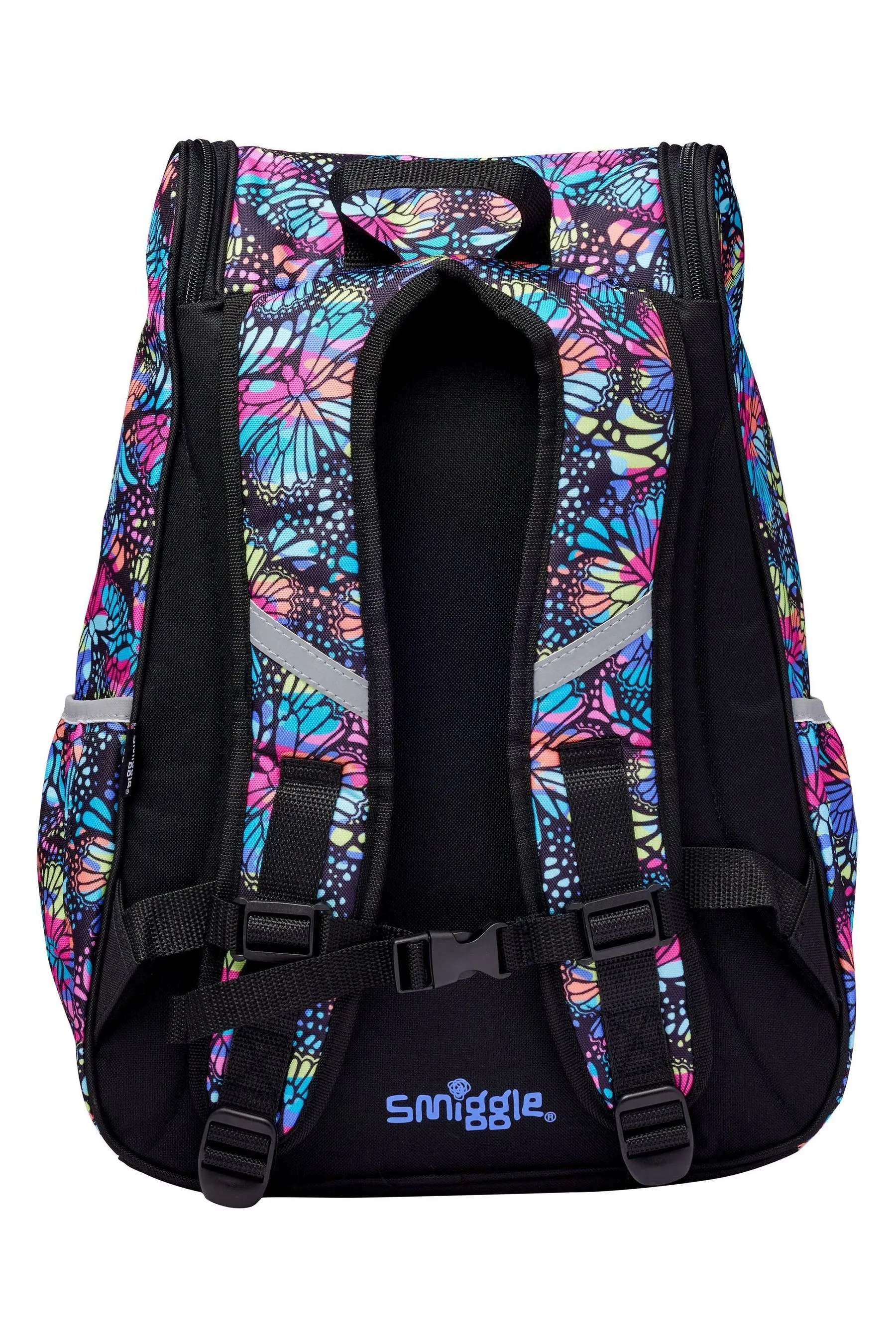 Smiggle Black Vivid Access Backpack with Reflective Tape