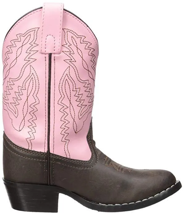 Smoky Mountain Toddlers Hopalong Cowgirl Boot Pink and Brown - Round Toe