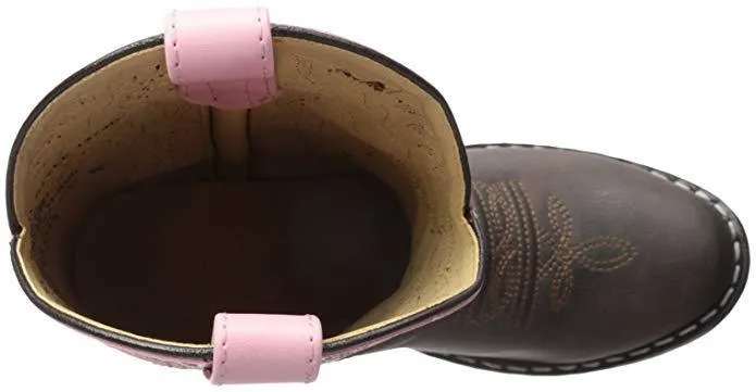 Smoky Mountain Toddlers Hopalong Cowgirl Boot Pink and Brown - Round Toe