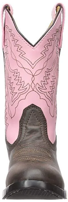 Smoky Mountain Toddlers Hopalong Cowgirl Boot Pink and Brown - Round Toe