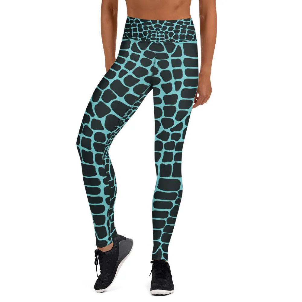 South Central Girl Crocodile Blue Yoga Leggings