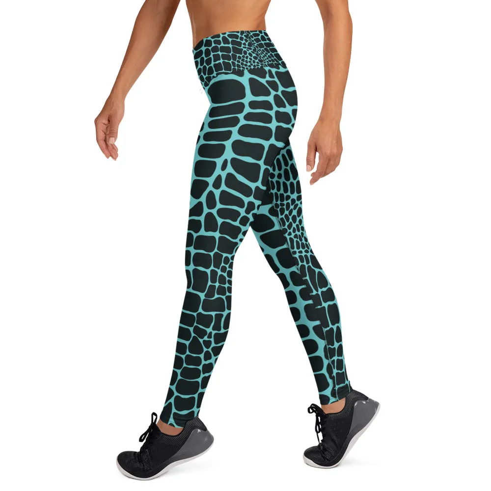 South Central Girl Crocodile Blue Yoga Leggings