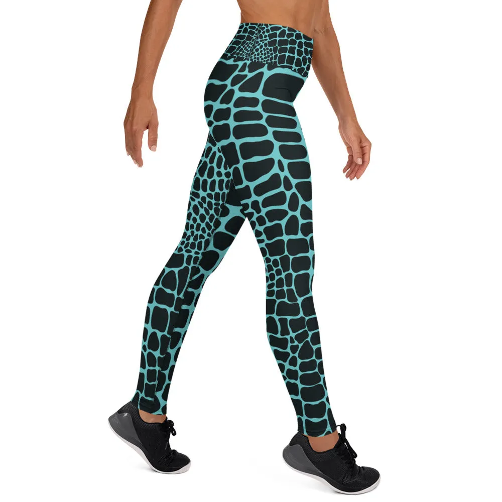 South Central Girl Crocodile Blue Yoga Leggings