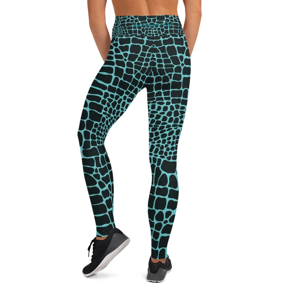 South Central Girl Crocodile Blue Yoga Leggings