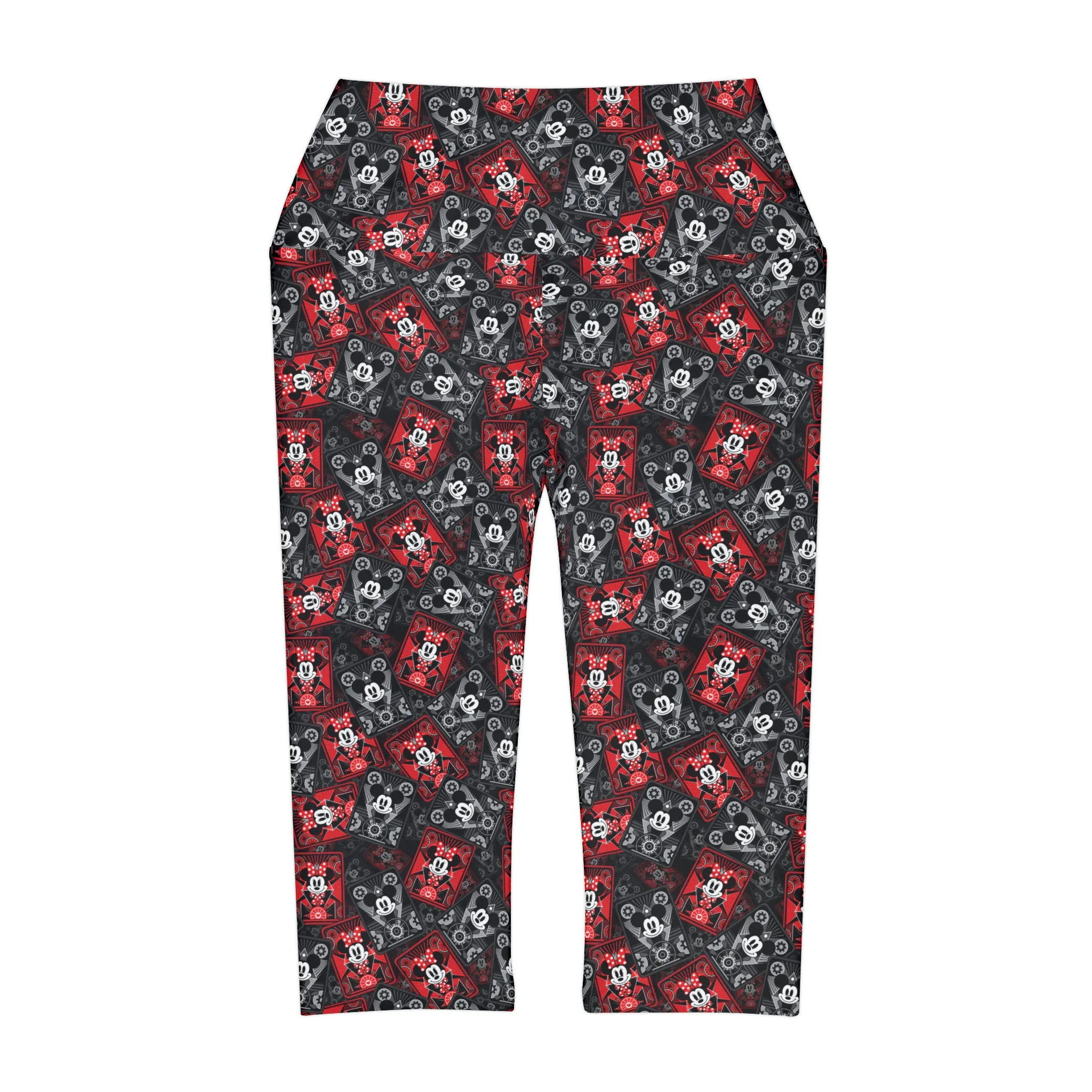 Steamboat Mickey And Minnie Cards Athletic Capri Leggings