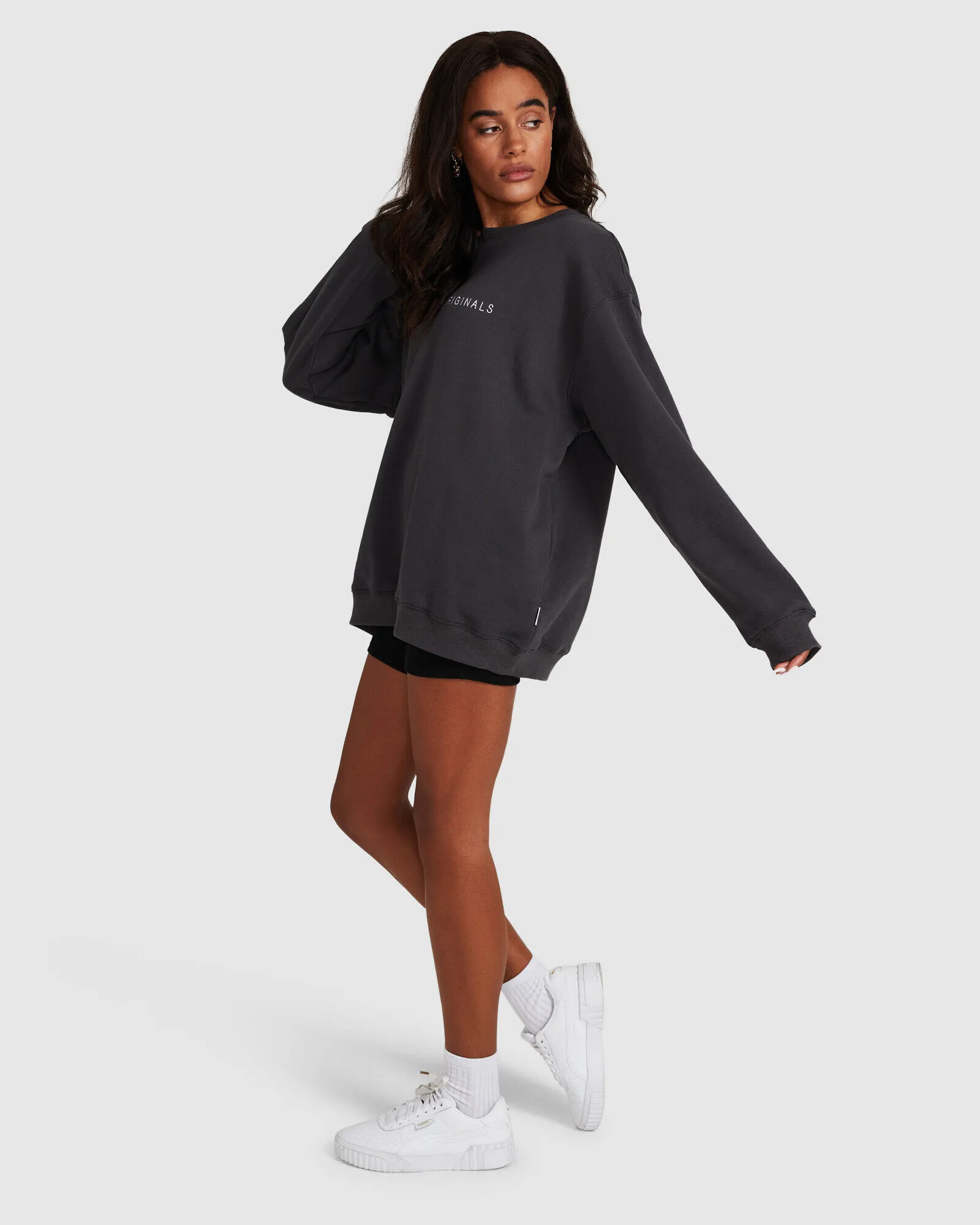 Subtitled Oversized Origin Fleece Jumper Ash Charcoal