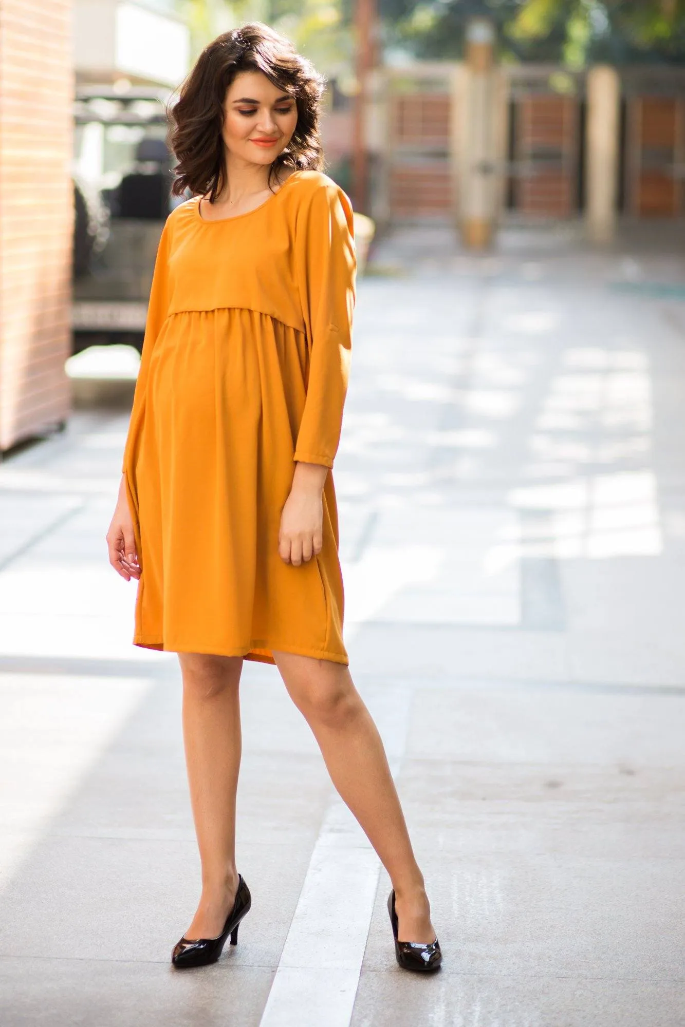 Sun City Mustard Maternity Dress