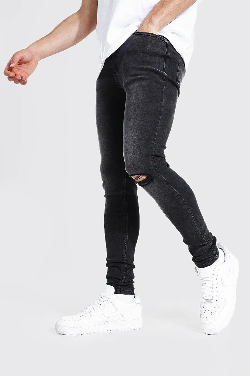 Super Skinny Busted Knee Jeans