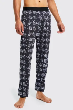 Tall Skeleton Hand Printed Lounge Joggers