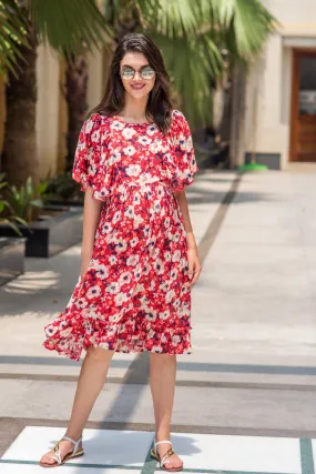 Tangerine Floral Maternity & Nursing Flap Dress