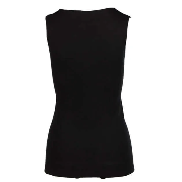 Thermo Fleece Ladies Sleeveless Thermal Tank Top Poly Cotton - Black