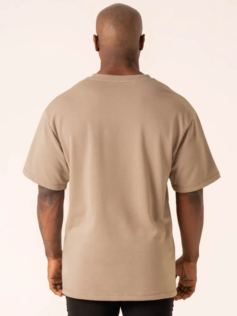 Throwback Oversized Fleece T-Shirt - Sand